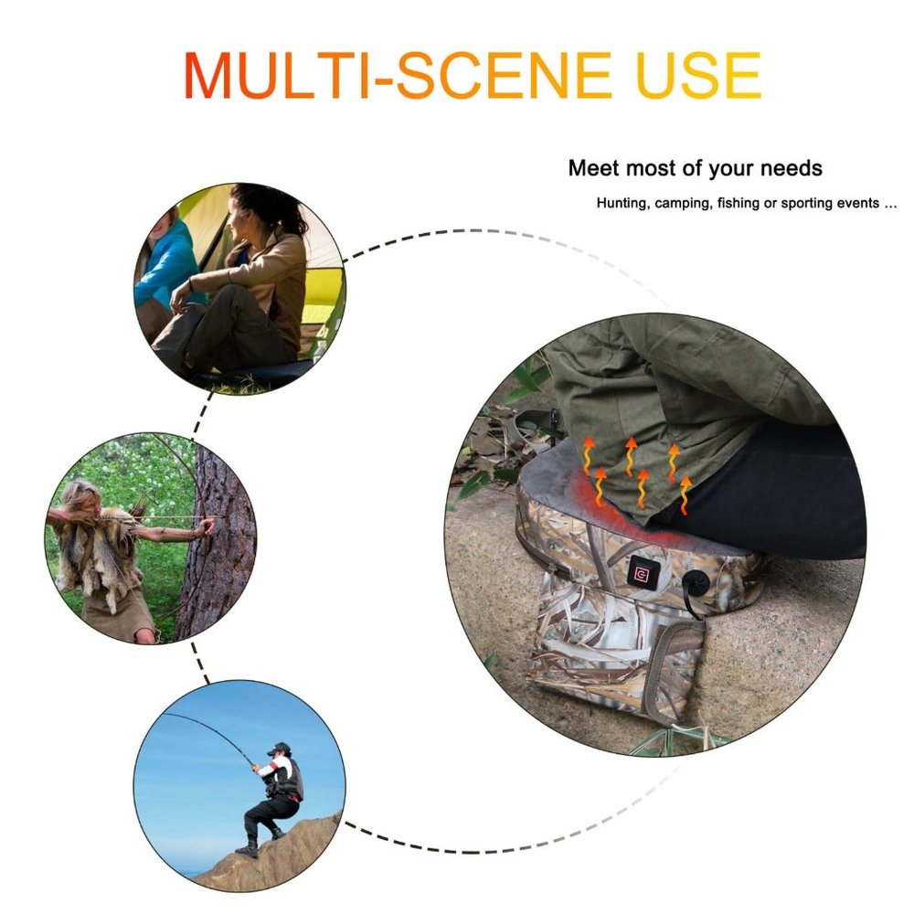 Cushion with USB Charging Port Outdoor Portable Third Gear Controllable Temperat